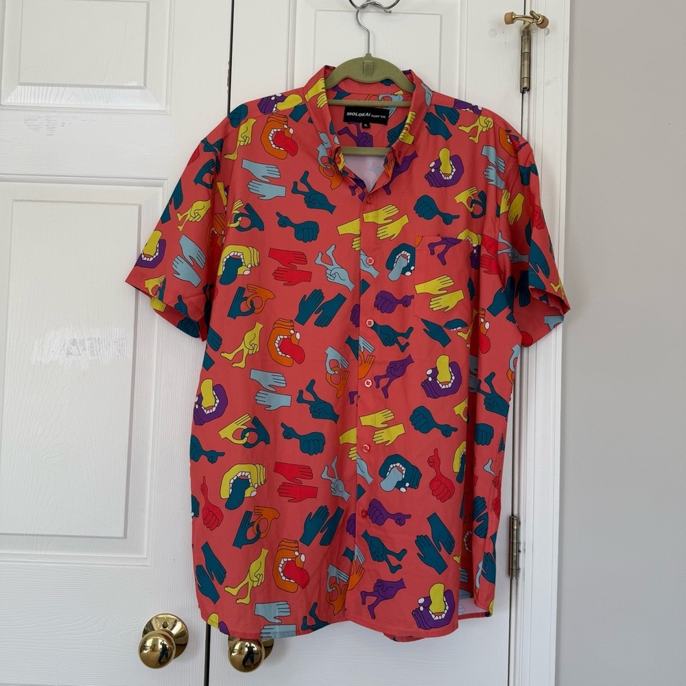 Molokai Men’s Loud Graphic Button Down Print Shirt Size XL
